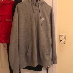 Grey Nike fleece zip up hoodie